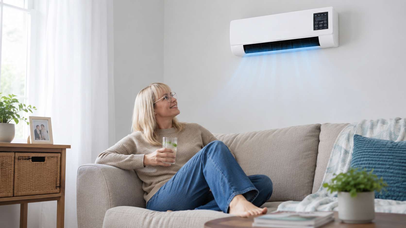 EpiCooler portable AC cooling a UK living room